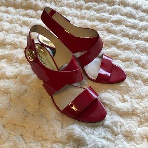 Michal Kors red kitten heels